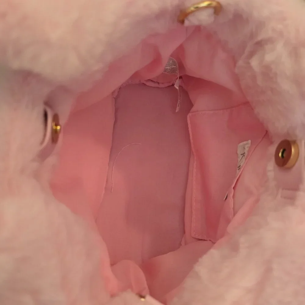 Icing Pink and Gold Faux Fur Mini Shoulder Bag -‎ NWT